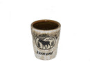 Moose Scene Oval Drip - Ceramic Shotglass - Tan - The Country Christmas Loft