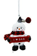 Cozy Snowman Ornament - I ♥ Dad - The Country Christmas Loft