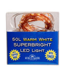 50-Light Battery-Operated Warm White Superbright LED Light Set - The Country Christmas Loft