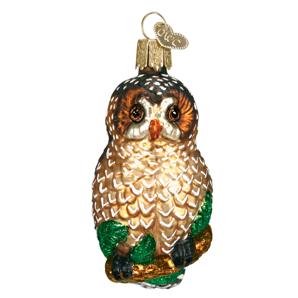 Spotted  Owl Glass Ornament