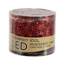 100-Light Red Iridescent Tinsel With Red Superbright LED Cascade Light