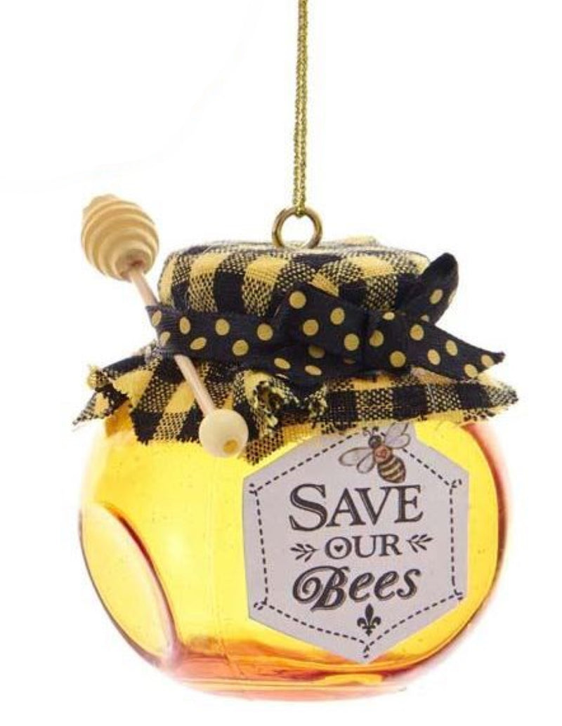 Glass Honey Jar Ornament - Save our Bees