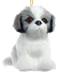 Furry Dog Ornament -  Grey Shih-Tzu - The Country Christmas Loft