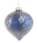 Silver and Blue Iced Glass Ornament - - The Country Christmas Loft