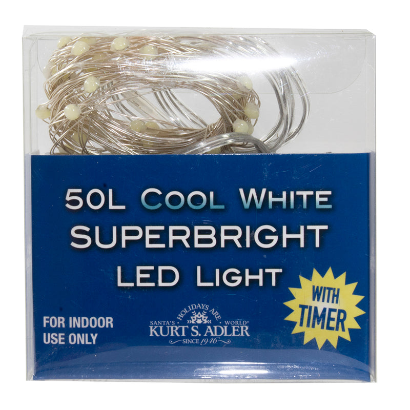 50-Light Battery-Operated Cool White Superbright LED Light Set - The Country Christmas Loft