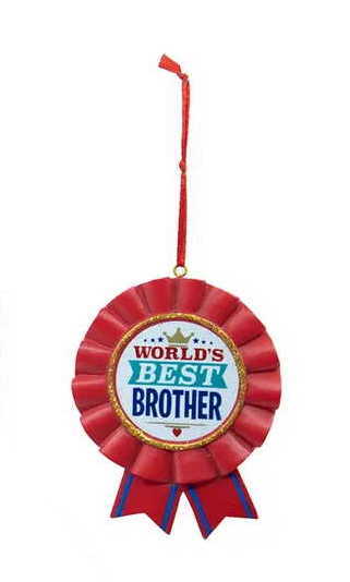 Worlds Best Brother Ribbon - Ornament - The Country Christmas Loft