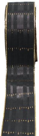 Black Wire Edge Ribbon With Gold Accents - The Country Christmas Loft