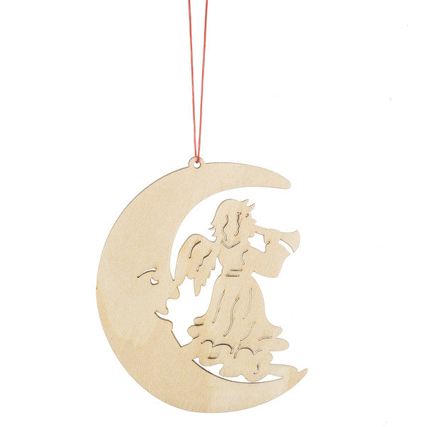 Wooden Holiday Icon Ornament - Crescent Moon - Angel Herald - The Country Christmas Loft