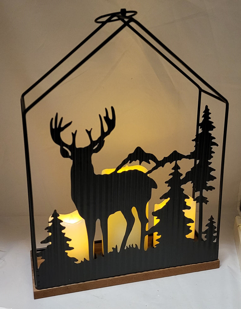 Woodland Silhouette Candleholder Lantern - Large