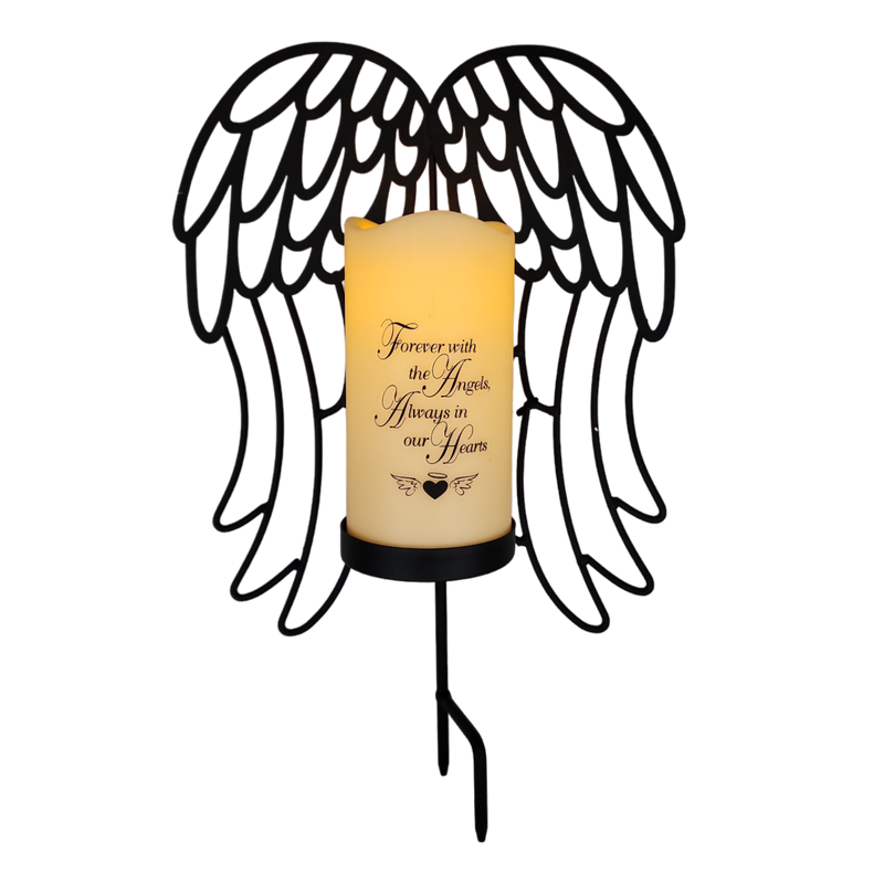 Angel Wings Memorial Yard Stake LED Candle