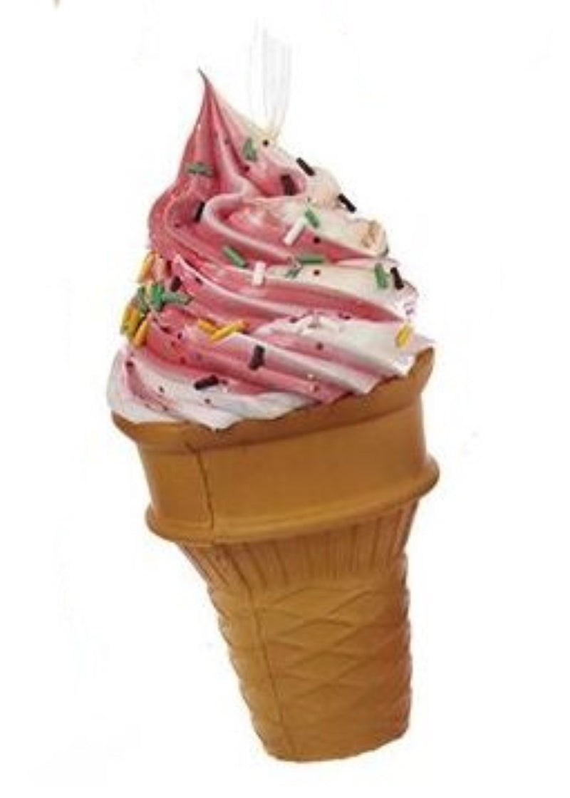 Foam Ice Cream Cone Ornament - Rasberry Swirl with Jimmies - The Country Christmas Loft