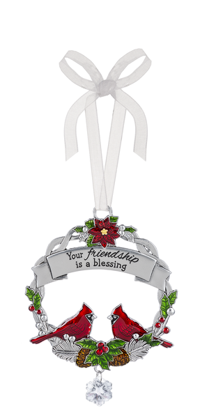 Christmas Cardinal Ornament - Your Friendship is a Blessing - The Country Christmas Loft
