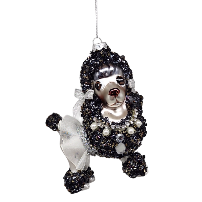 Vintage Glass Poodle Ornament -