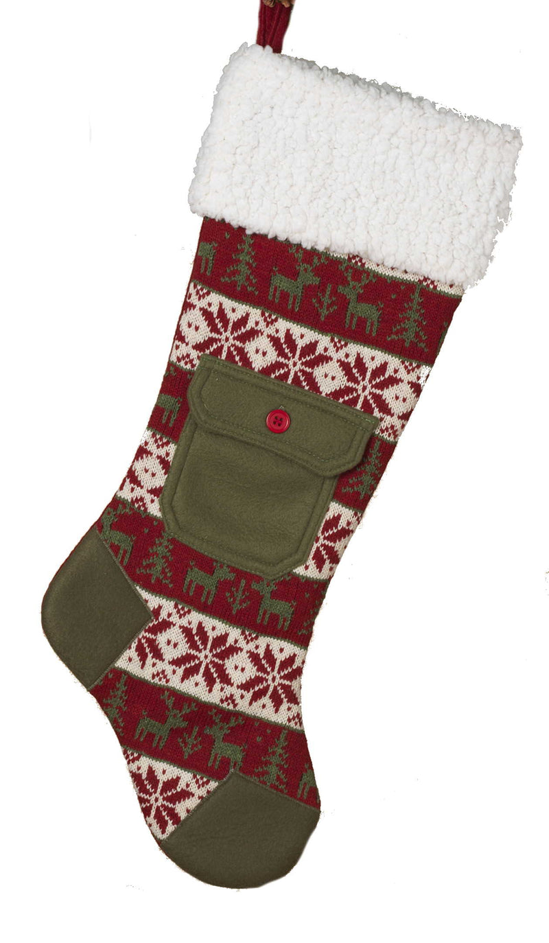 Knitted & Fleece Patch Stocking - - The Country Christmas Loft