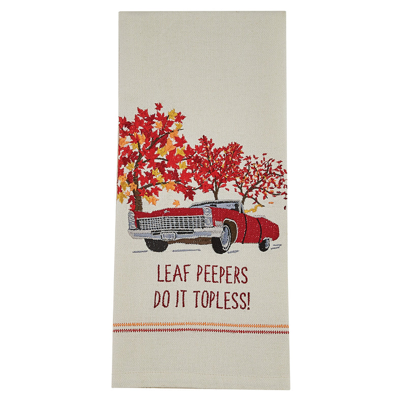 Leaf Peepers  Embroidered  Dishtowel - The Country Christmas Loft