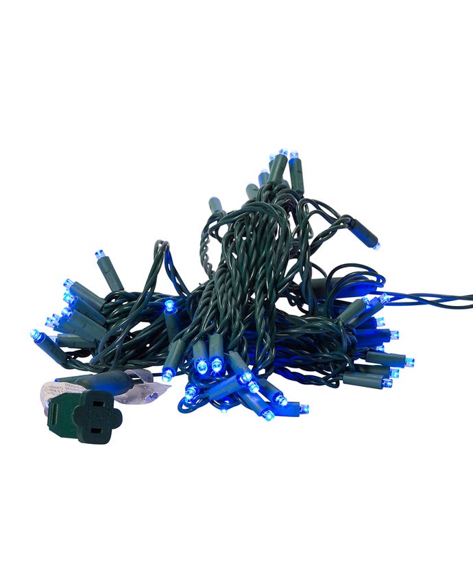100-Light 5mm Blue LED Green Wire Light Set - The Country Christmas Loft