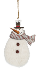 Fuzzy Snowman Ornament - - The Country Christmas Loft