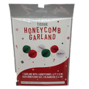 Honeycomb Ball Party Garland- Red Green and White