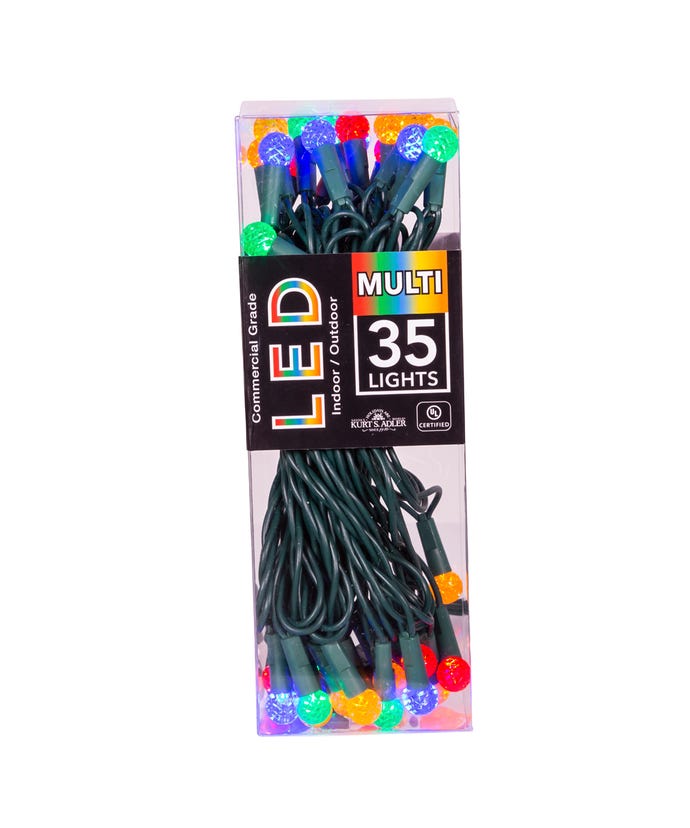 35-Light Multicolor G12 Green Wire LED Light Set - The Country Christmas Loft