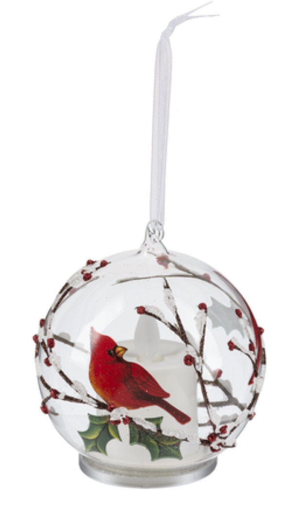 LED Lit Cardinal Ball Ornament -  Style 1 - The Country Christmas Loft