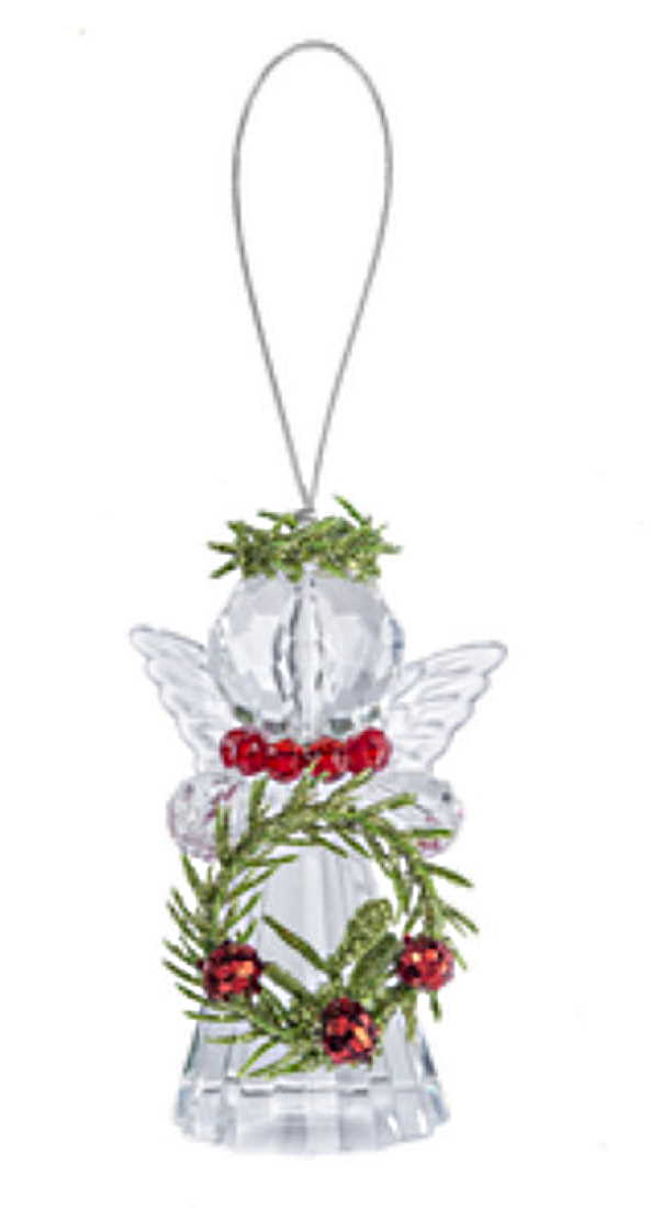 Teeny Mistletoe Angel Ornament - Bell Wreath - The Country Christmas Loft