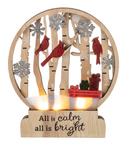 Laser Cut Light Up Snow Globe Figurine - All Is Calm - The Country Christmas Loft