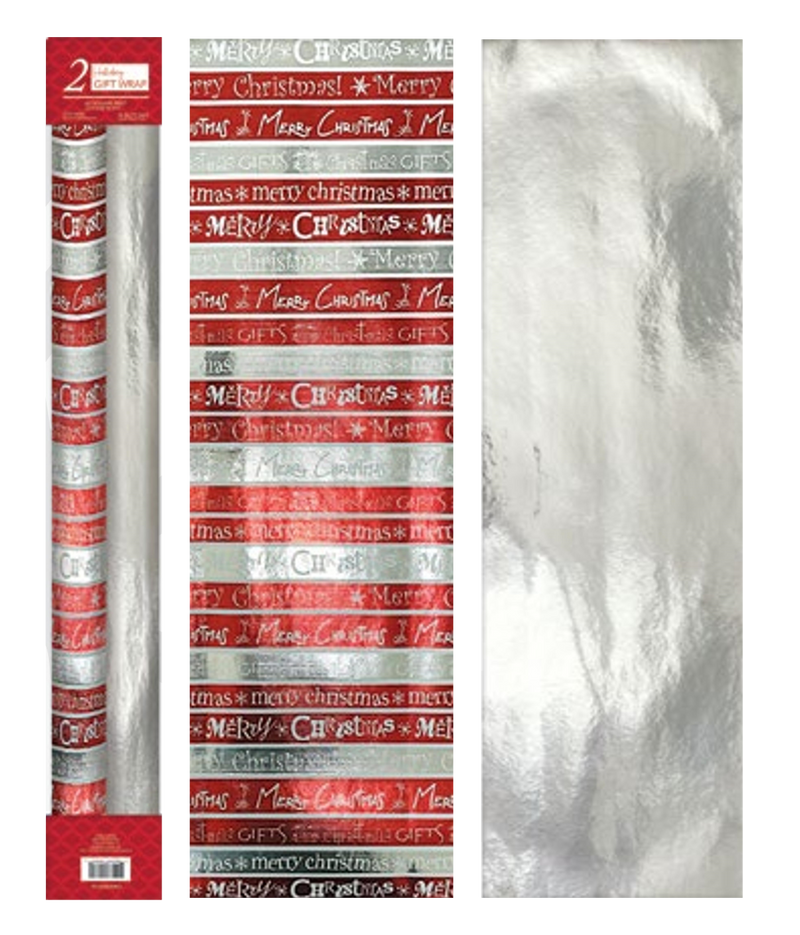 Kraft Embossed Foil Roll Wrap 2 Pack - Holiday Sentiments - The Country Christmas Loft