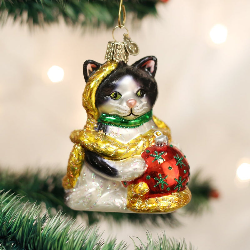 Old World Christmas Holiday Kitten Glass Blown Ornament - The Country Christmas Loft