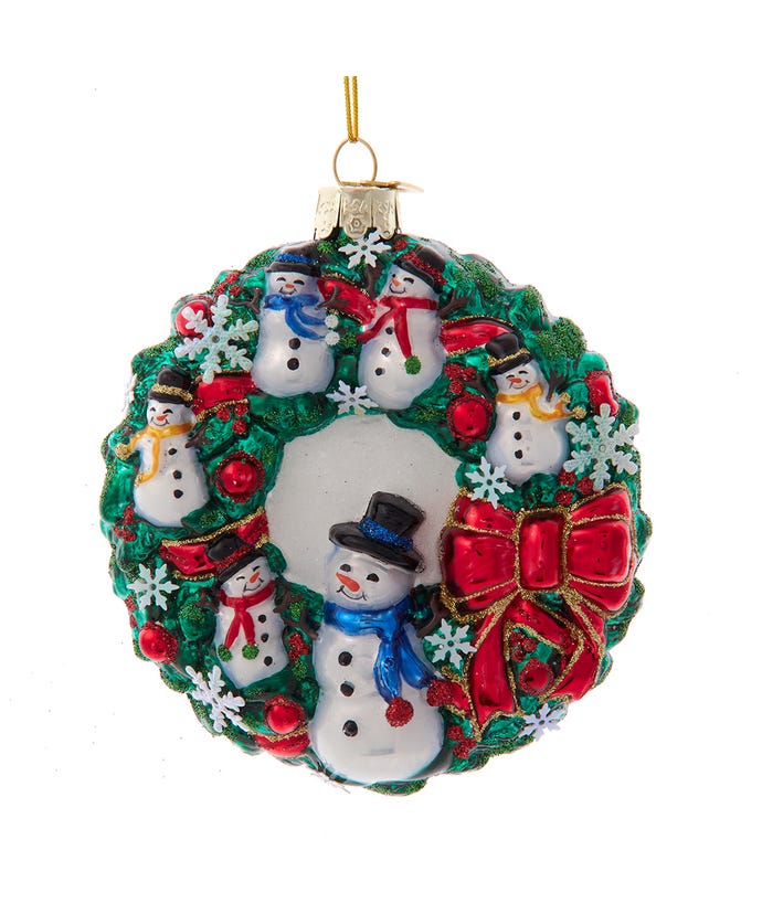 Glass Snowman Wreath Ornament