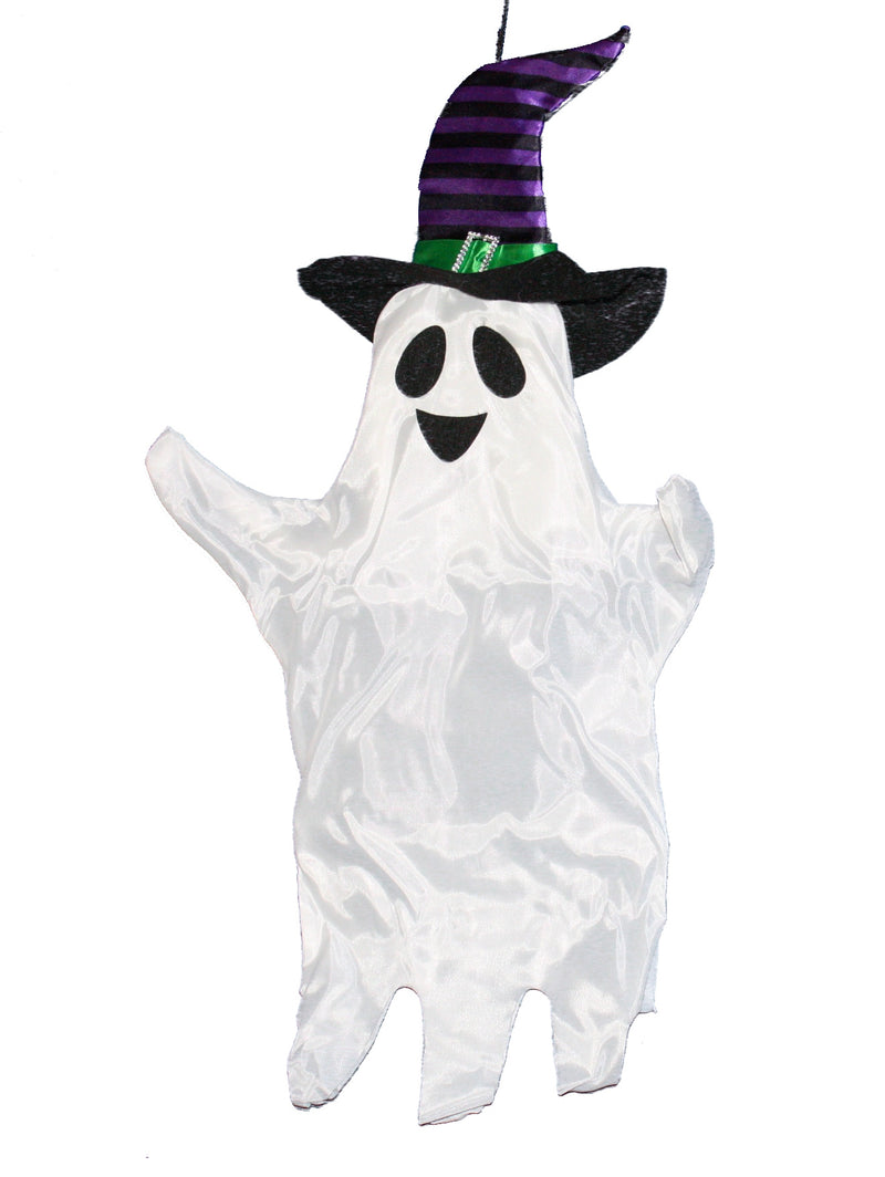 Halloween Hanging Ghost with  Purple Witch Hat Outdoor Decor