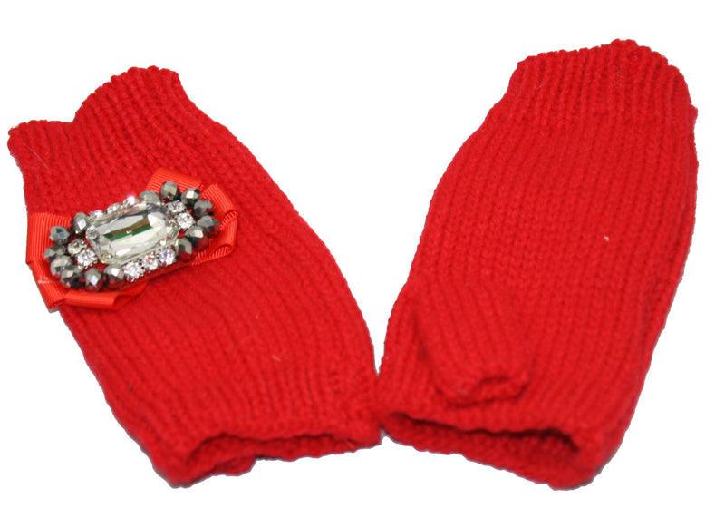 Fingerless Gloves - Jeweled Red - The Country Christmas Loft