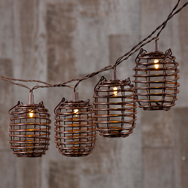 Solar Patio String Light with Rattan Covers - 10 Light Set