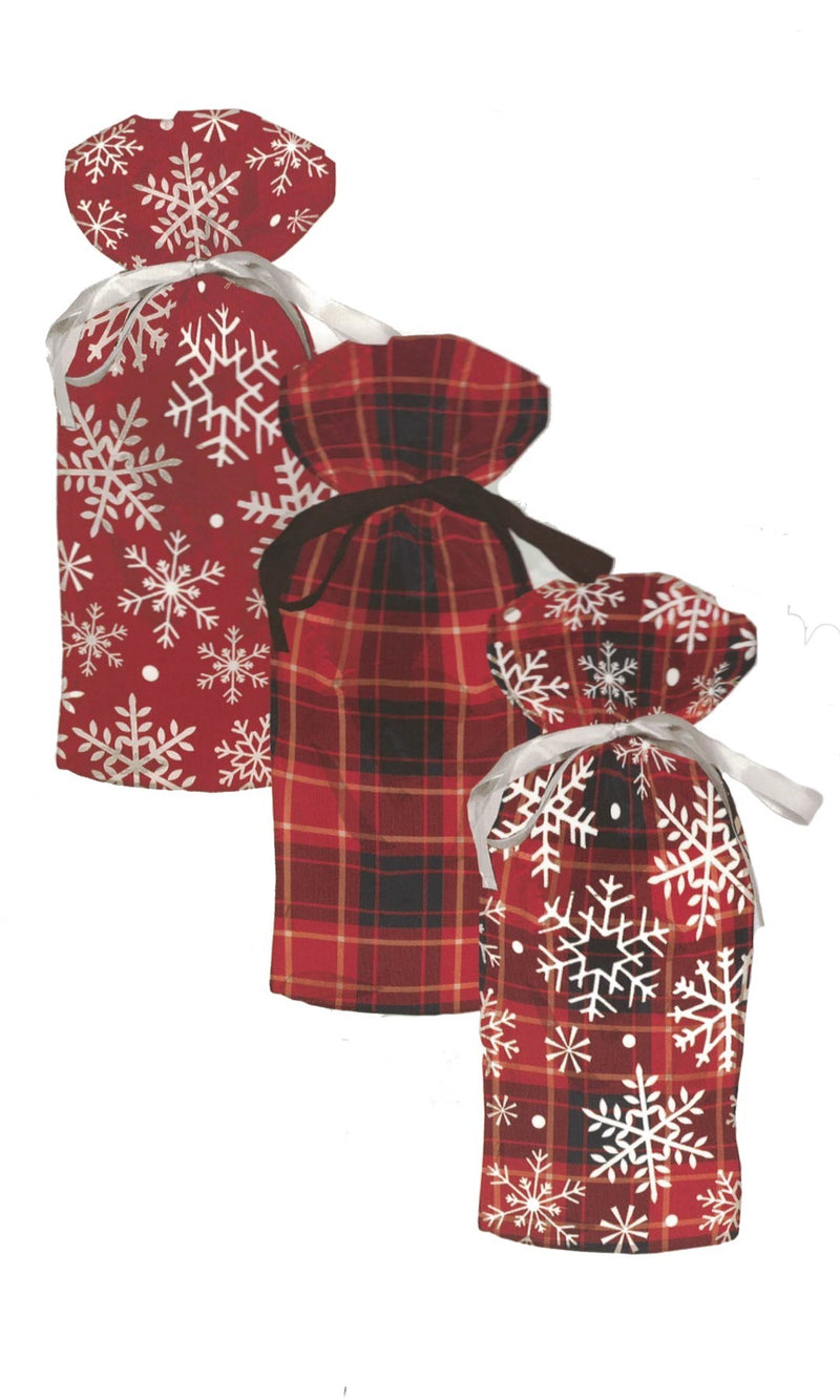 Pull String Bottle Gift Bag - 3 Pack - The Country Christmas Loft