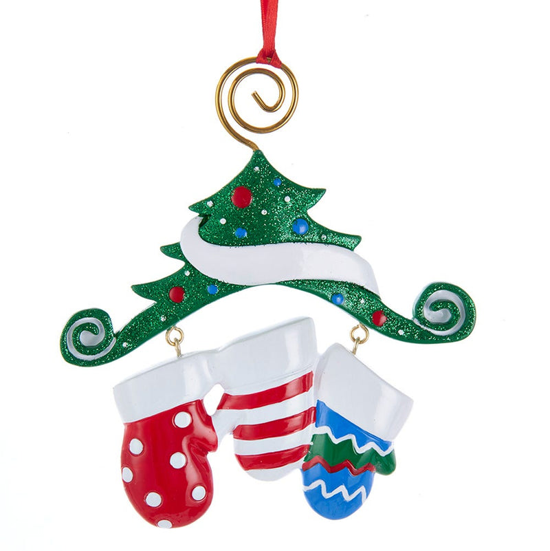 Dangling Mittens Family Ornament- Family of 3 - The Country Christmas Loft