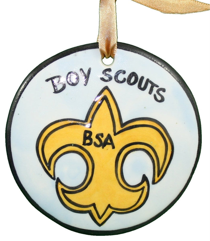 Nola Watkins Flat Disc Ceramic Ornament - Boy Scouts - The Country Christmas Loft