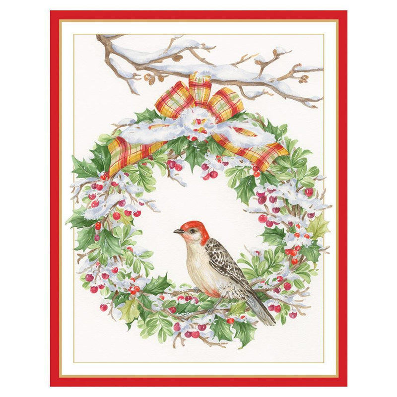 Wreath And Woodpecker - Christmas Cards - 16 Cards (3.75'' x 4.75'') - The Country Christmas Loft