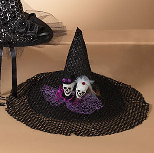 Fabric Halloween Witches Hat - Skulls - The Country Christmas Loft