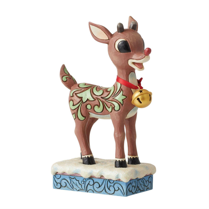 Rudolph The Red Nosed Reindeer With Oversized Jingle Bell Figurine