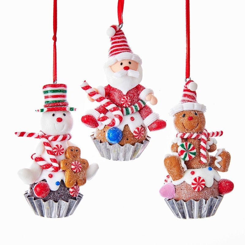 Gingerbread Cupcake Ornament -  Snowman - The Country Christmas Loft