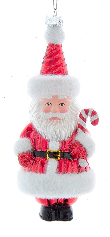 Noble Gems Glass 6 inch Santa Ornament - Classic Outfit - The Country Christmas Loft