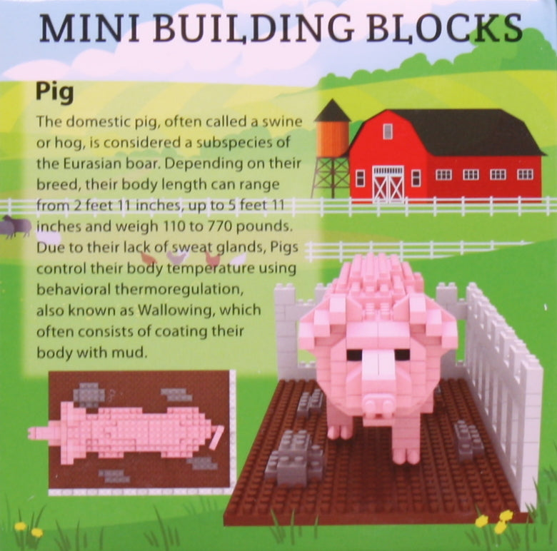 Mini Building Blocks - Farm Series - Pig - The Country Christmas Loft