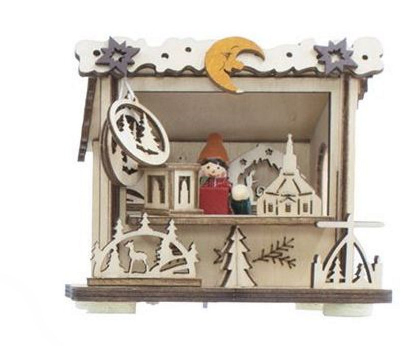 Battery-Operated LED Light-Up Wooden House - Woodland