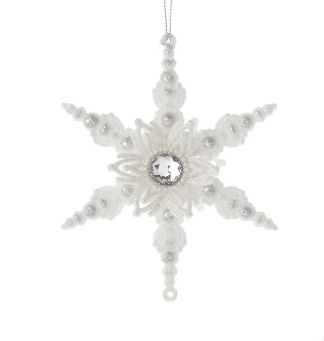 Silver and White Snowflake Ornament - Matte - The Country Christmas Loft