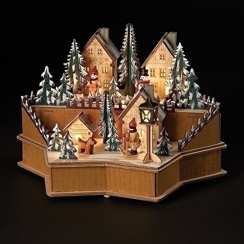 LED Star Shape Wooden Village Scene - The Country Christmas Loft