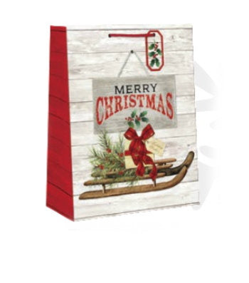 Country Christmas Gift Bag - Medium - Runner Sled - The Country Christmas Loft