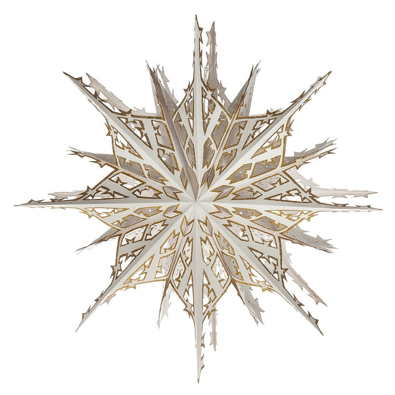 Midwest Gift Snowflake With Gold Trim Hanging Paper Lantern - The Country Christmas Loft