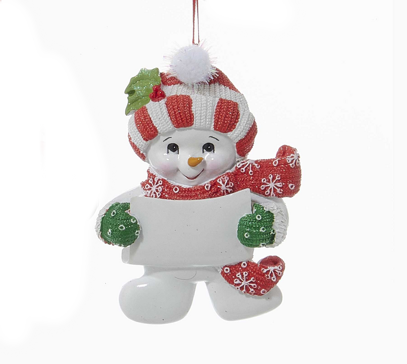 Snow Kid Ornament - Girl - Striped Hat - The Country Christmas Loft