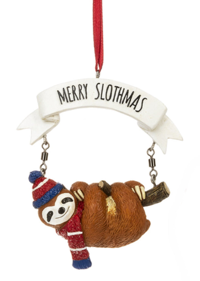 Cute Sloth Ornament -  Slothing through the Snow - The Country Christmas Loft