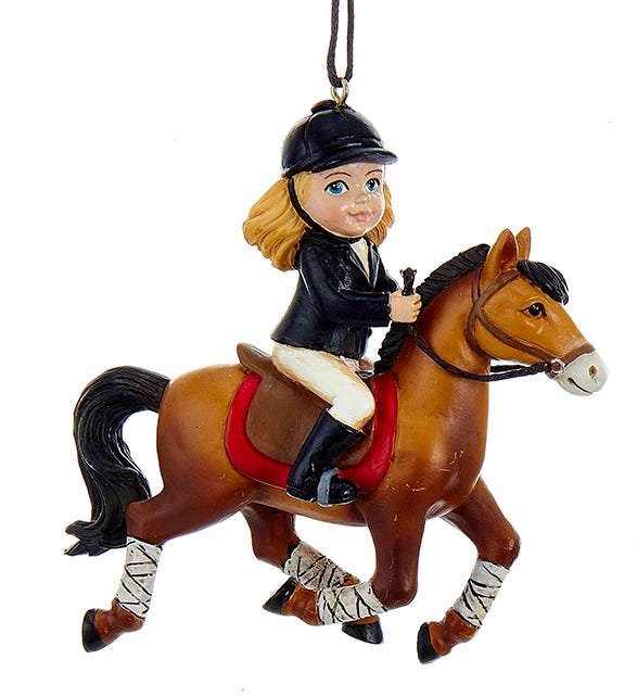 Girl Riding Horse Ornament -