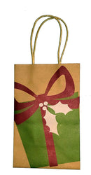 Jr Cub Kraft Gift Bag - Holly Present